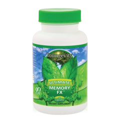 Youngevity Ultimate Memory FX bottle label highlighting brain health support and vitamins.