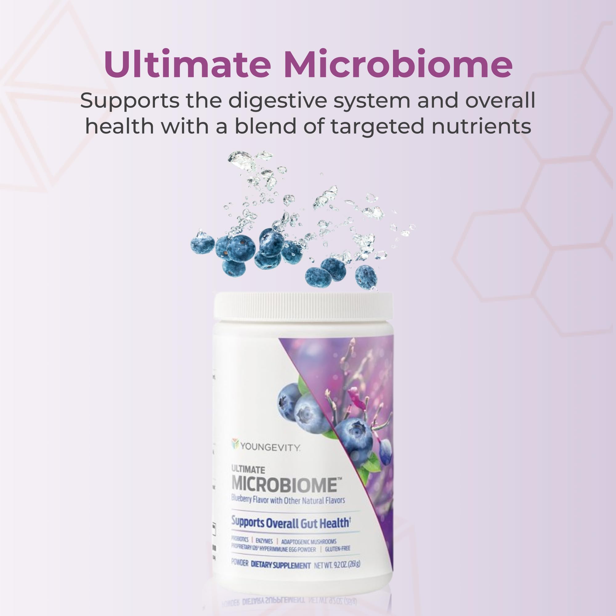 Youngevity Ultimate Microbiome label detail highlighting i26 Hyperimmune Egg Powder for immune balance.