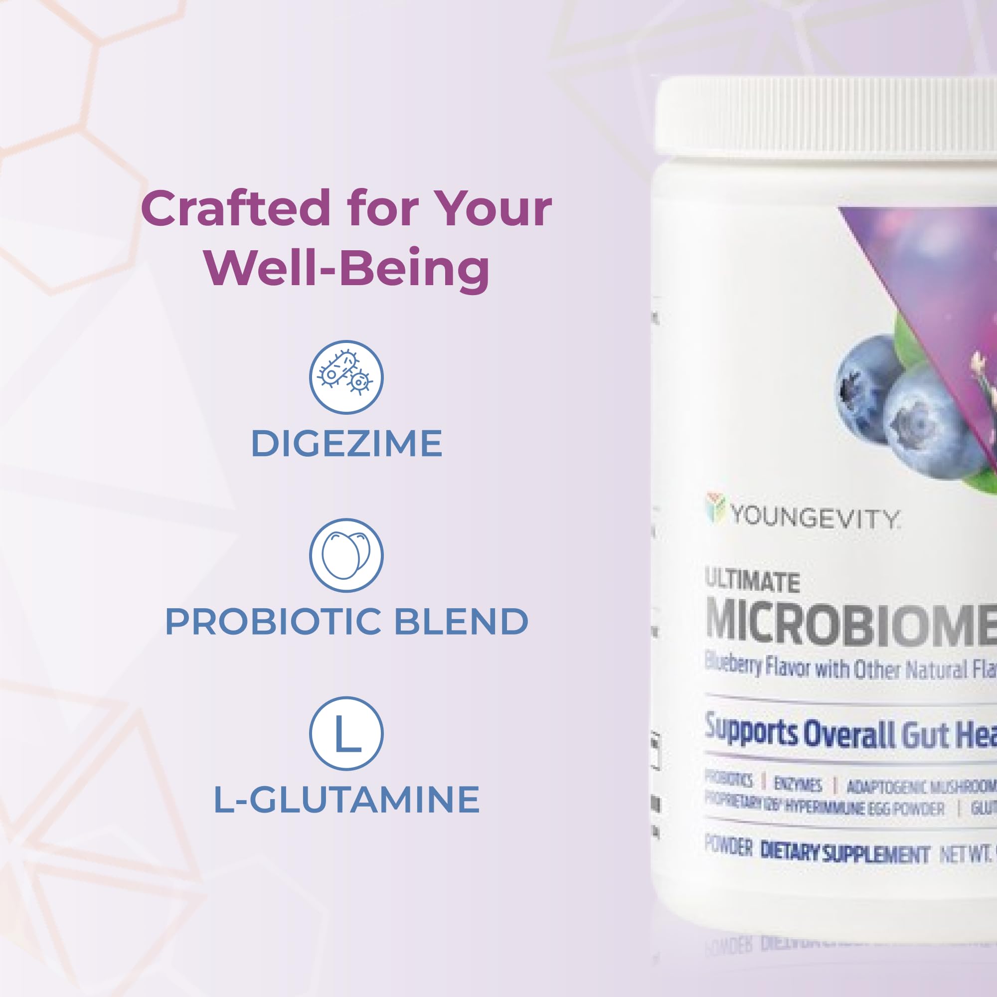 Youngevity Ultimate Microbiome probiotic image emphasizes 50 Billion CFU potency.