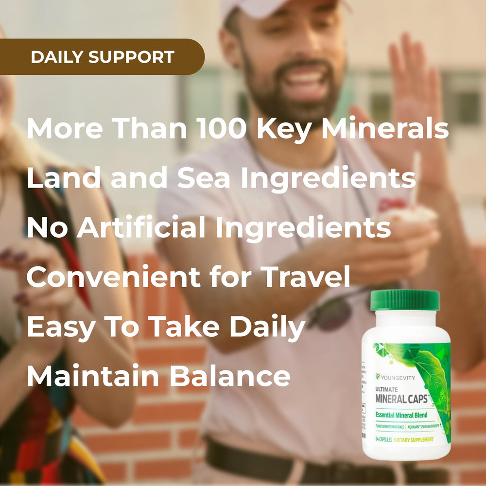Youngevity Ultimate Mineral Caps ingredients label—humic shale and Aquamin seaweed sources.