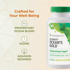 Youngevity Ultimate Ocean's Gold calcium and iodine minerals support bone and thyroid function.