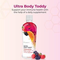 Youngevity Ultra Body Toddy bottle pour demonstrating easy daily serving for convenient nutrition