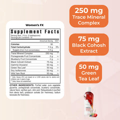 Youngevity Women's FX bottle back label—nutrition details for balanced living.