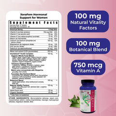 Youngevity XeraFem label detail on packaging highlights vitamins and minerals for balance.