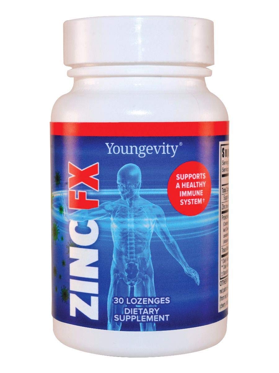 Youngevity Zinc FX front-view two-pack bottle with chewable lozenges for daily immune support
