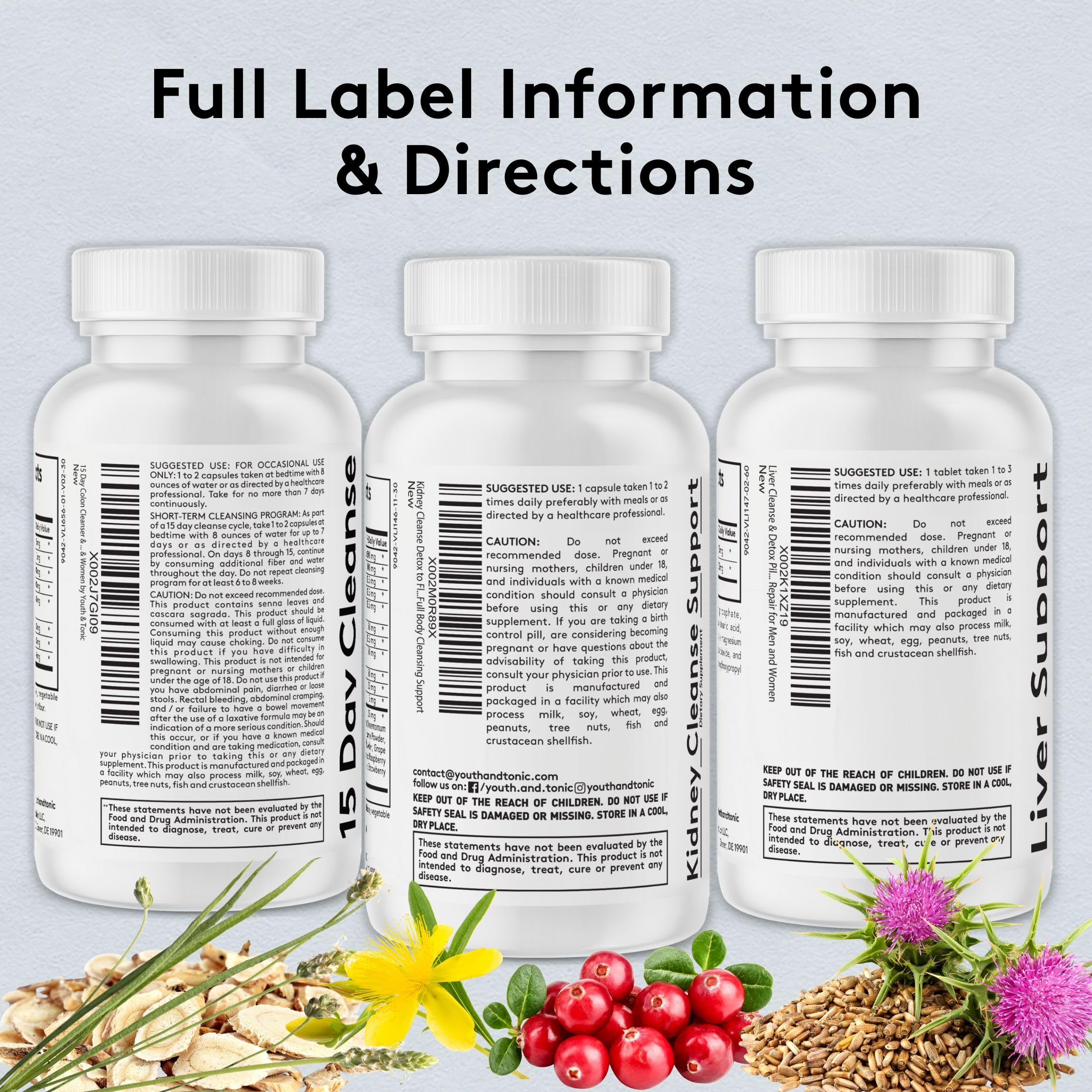 Youth & Tonic bottle and supplements arranged for healthy lifestyle routine