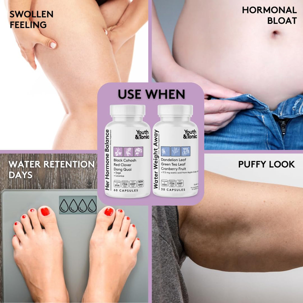 Youth & Tonic Her Hormone Balance capsules support gentle hormonal equilibrium.