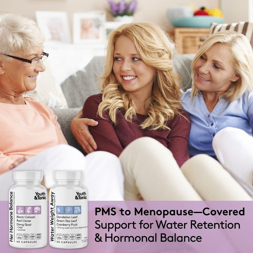 Youth & Tonic Water Weight Away capsules assist with fluid balance and lightness.