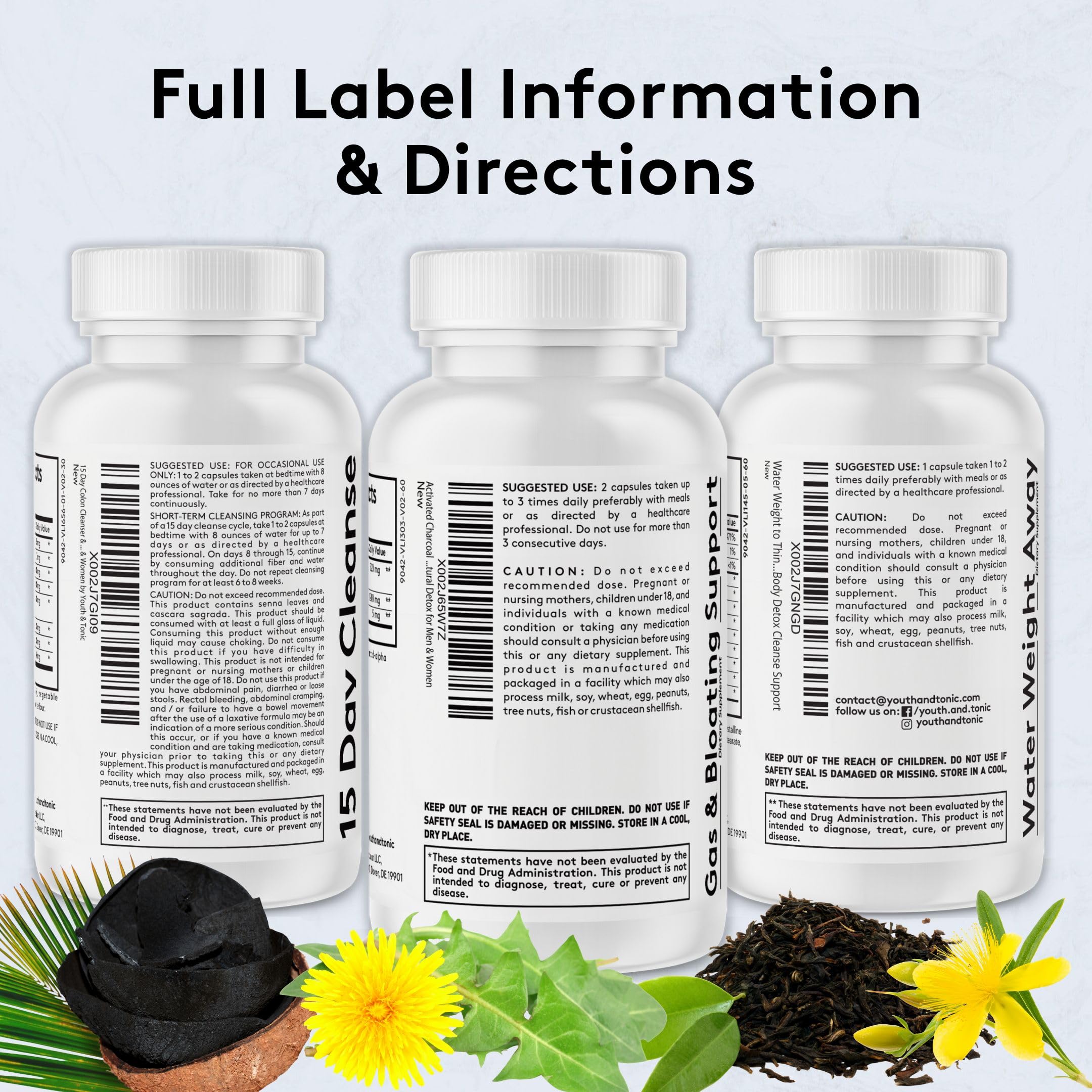 GMP and US-made label on Youth & Tonic Belly Bloating Relief bottle