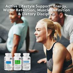 Youth & Tonic Water Weight Away capsules beside a glass for puffiness support