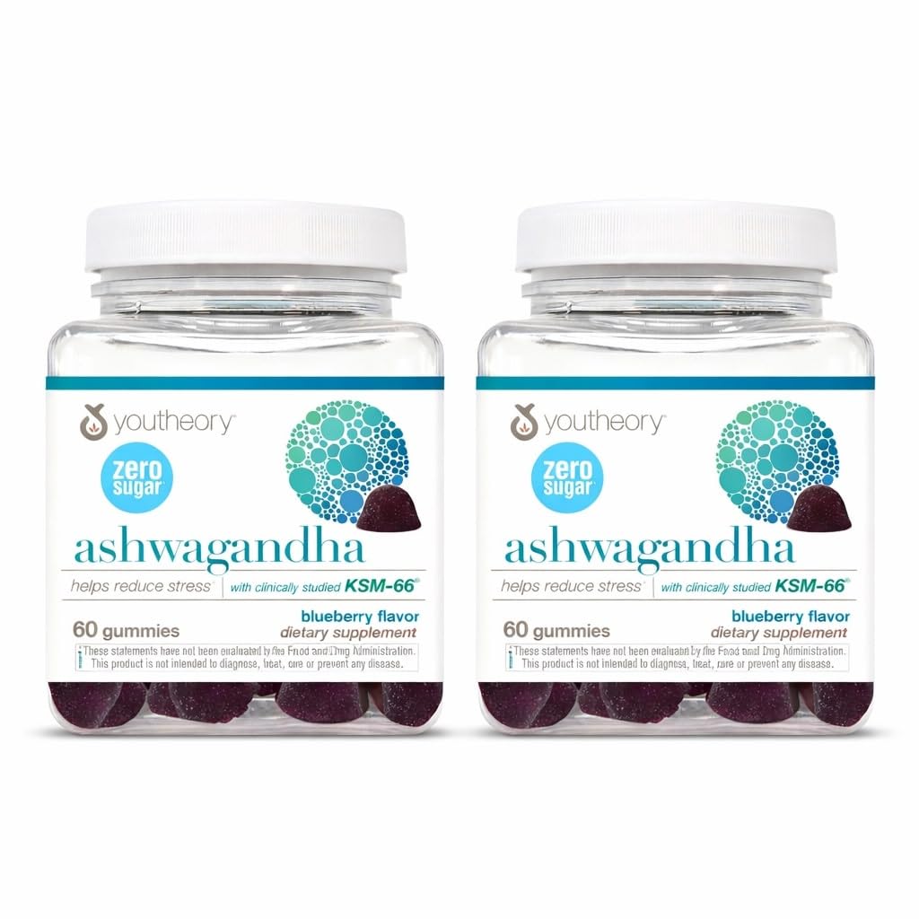 Youtheory Ashwagandha bottle pour for easy daily energy support.