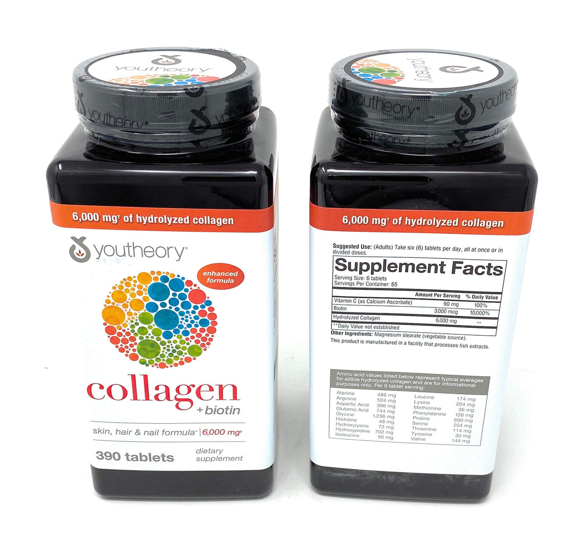 Youtheory Collagen Advanced Formula tablets bottle front for daily wellness routine.
