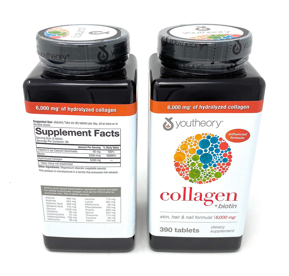 Youtheory collagen bottle with glass to convey daily supplement ritual.