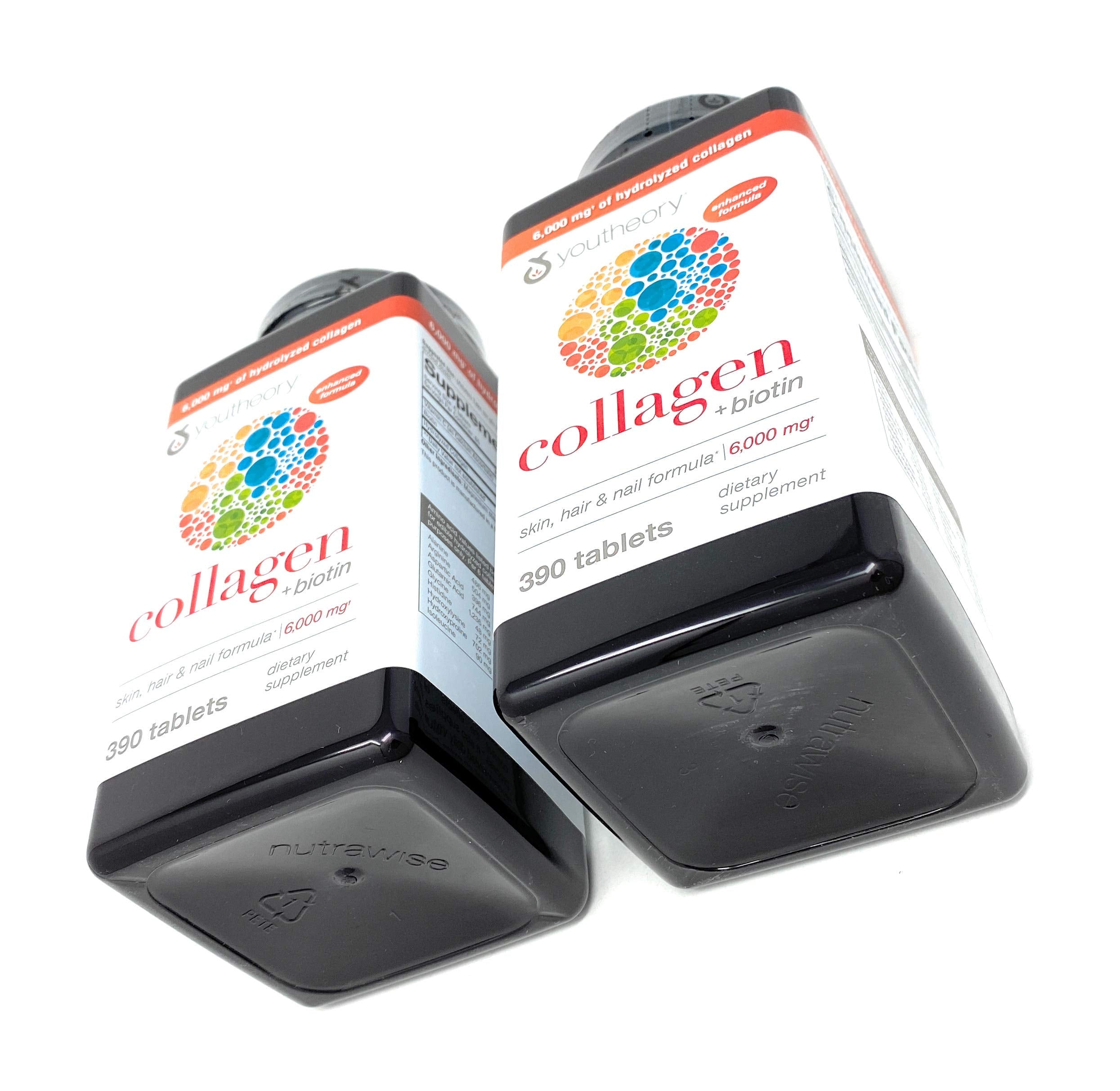 Youtheory collagen tablets closeup on capsules displaying well-formed tablets.