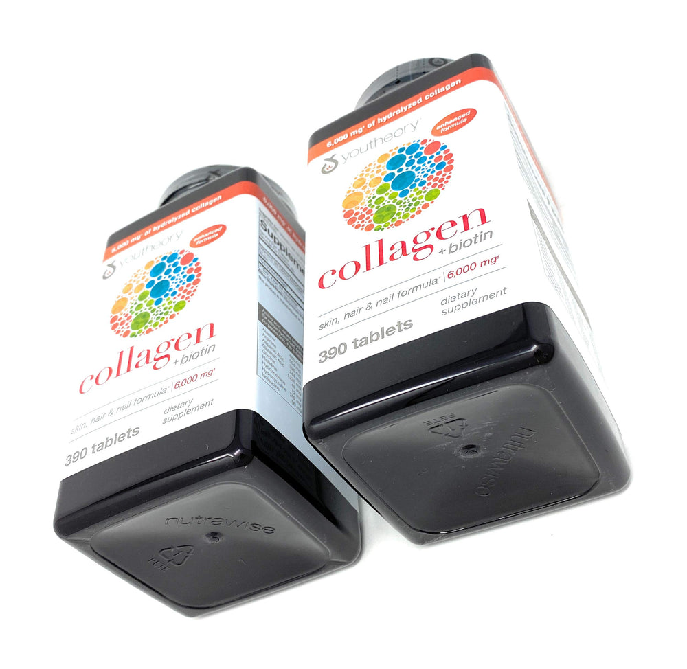 Youtheory collagen tablets closeup on capsules displaying well-formed tablets.