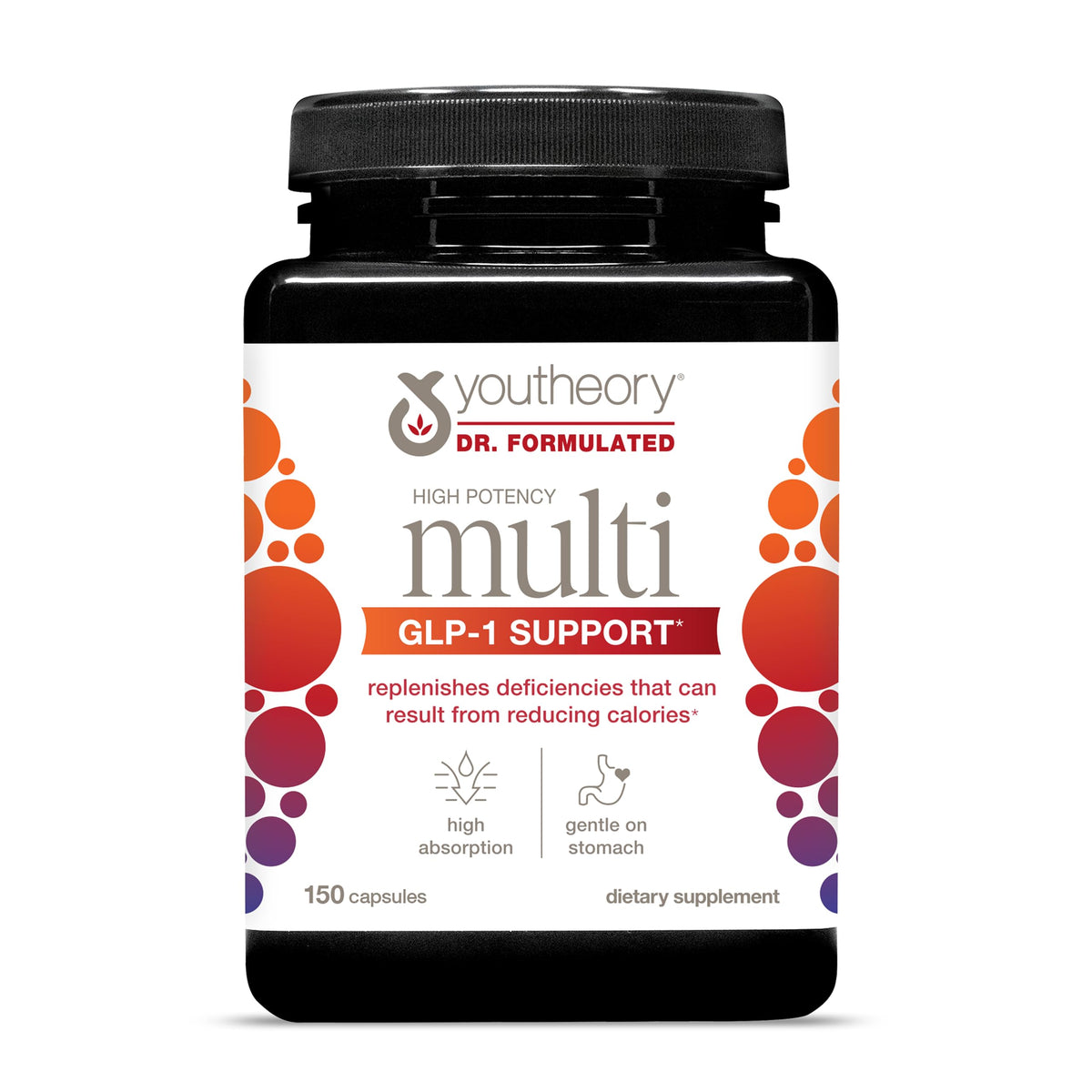 Youtheory High Potency Multi GLP-1 Support bottle with daily wellness capsules