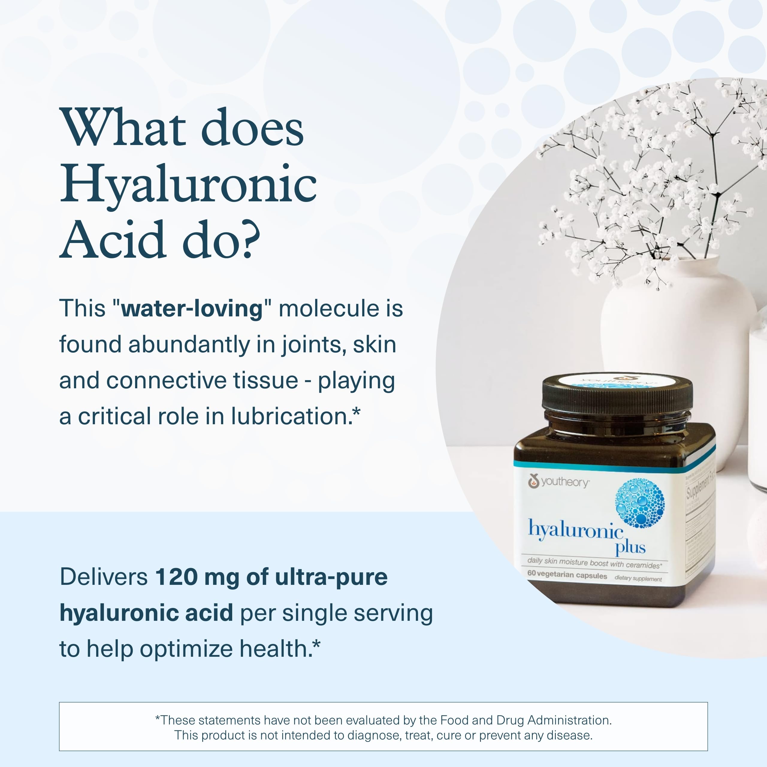 Youtheory Hyaluronic Plus vitamin C offers antioxidant support against environmental stress.