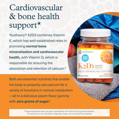 Youtheory K2D3 Zero Sugar Gummy nutrition panel closeup with mineral and vitamin details