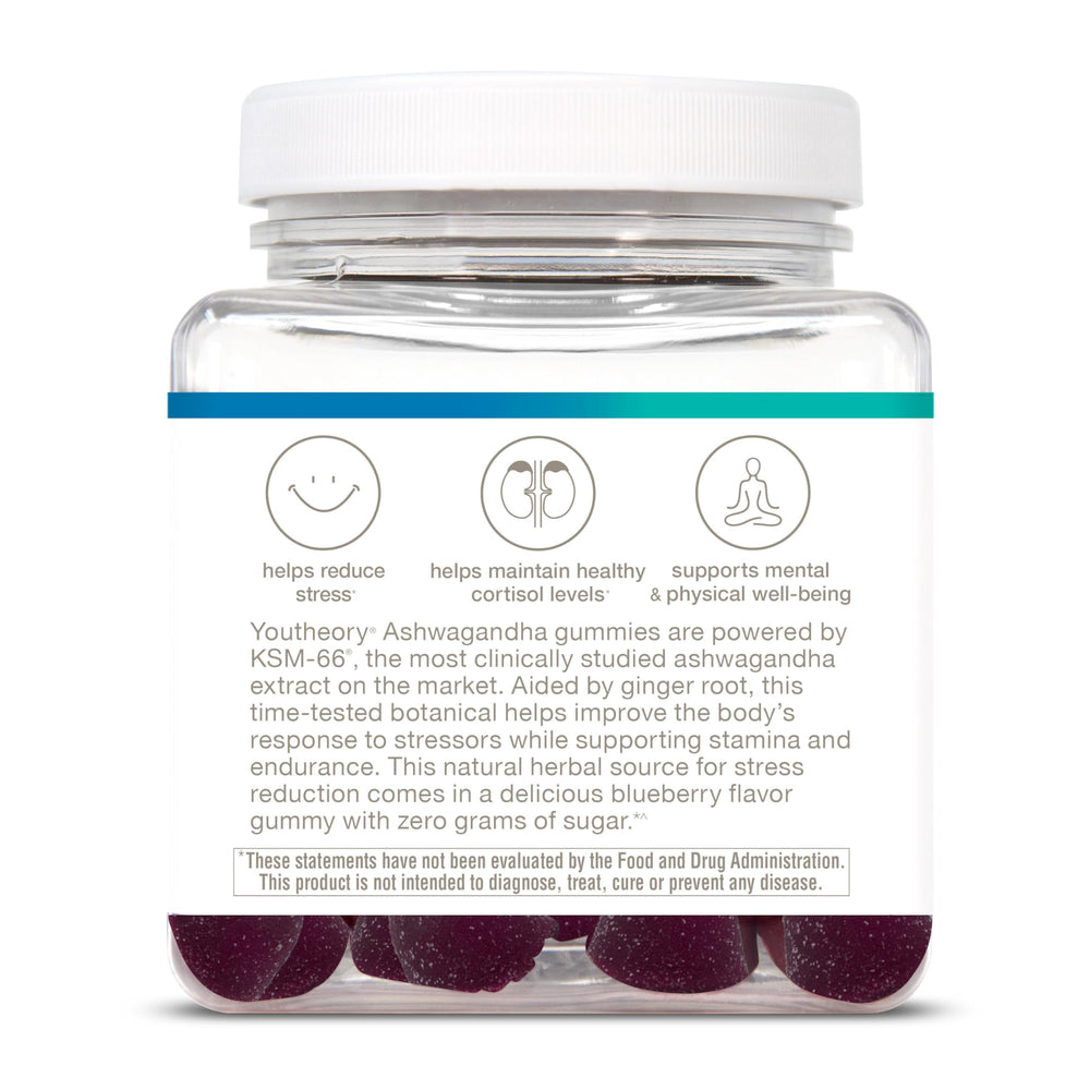 Youtheory organic KSM-66 ashwagandha label close up highlighting potency.