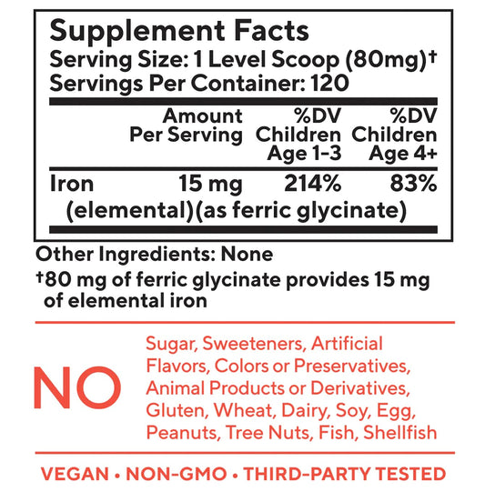 You+yours iron powder can be added to drinks or soft foods without changing flavor.