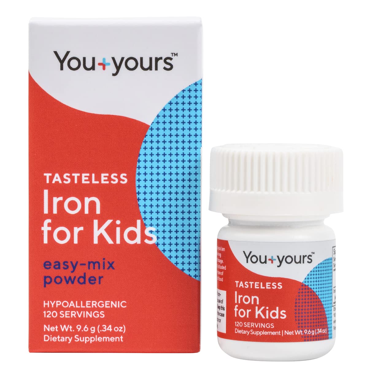 You+yours tasteless iron powder for kids blends into drinks quietly.