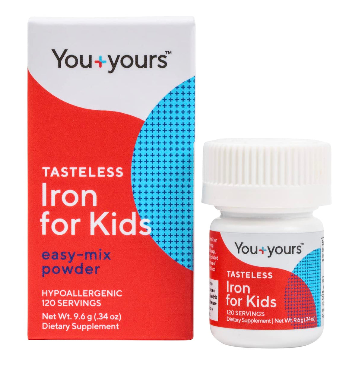 You+yours tasteless iron powder for kids blends into drinks quietly.
