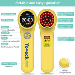 Yoveck red-light therapy device control panel, simple settings for adjustable sessions.