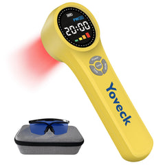 Yoveck red-light therapy device front view, compact for home use and wellness sessions.