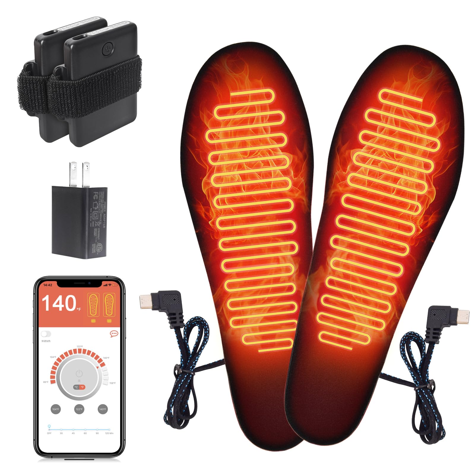 YPJIAV heated insole with app control for customizable warmth during outdoor activities.