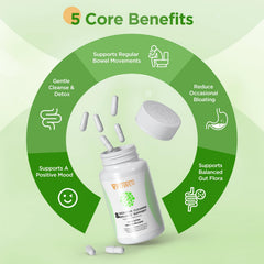 Ypower Colon Cleanse capsules close-up emphasizing compact vegan capsules.