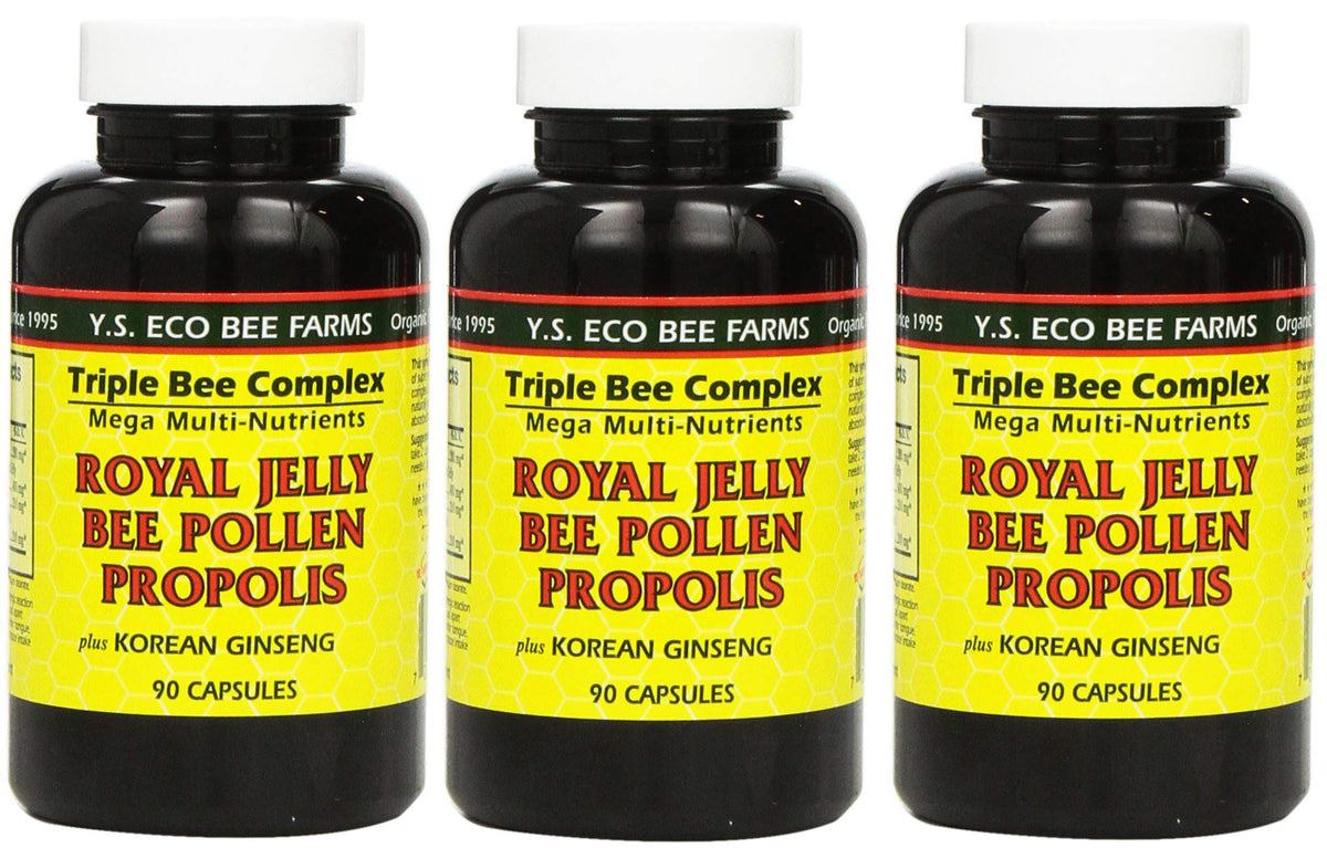 YS Eco Bee Farms royal jelly capsules in bottle for daily nourishment