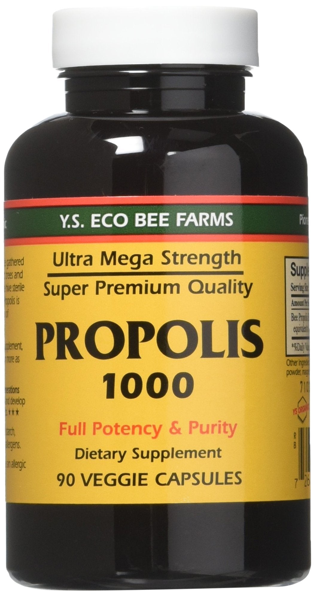 YS Eco Bee Farms Propolis 1000 bottle front for daily use.