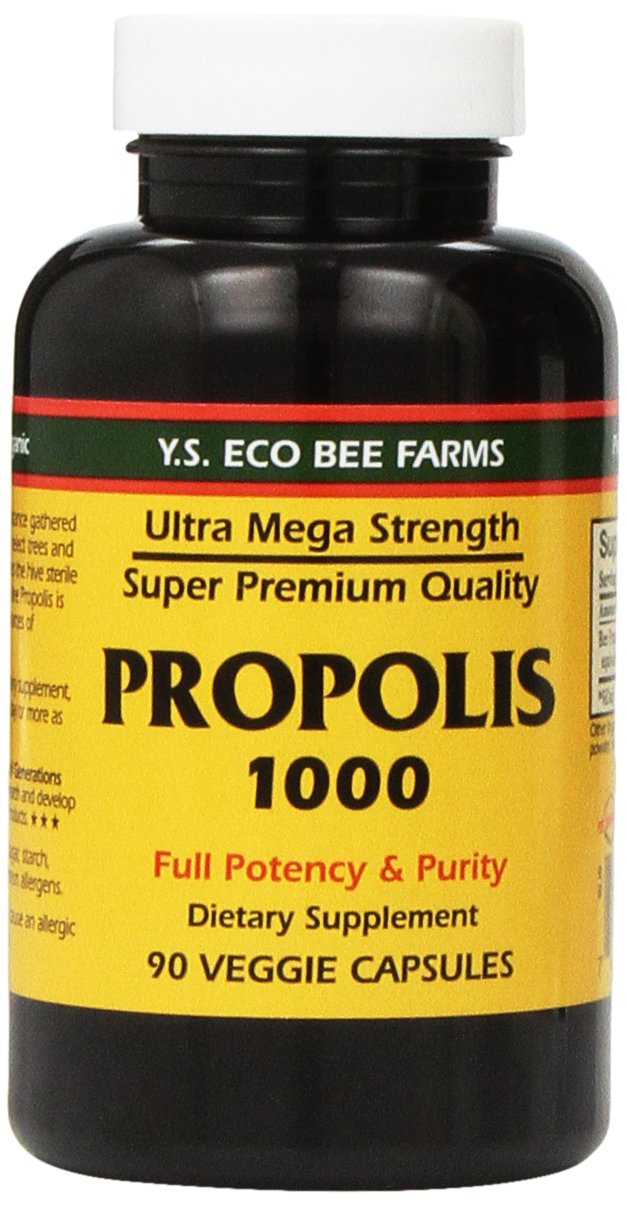YS Eco Bee Farms Propolis Raw 1000mg bottle ready for daily supplement use