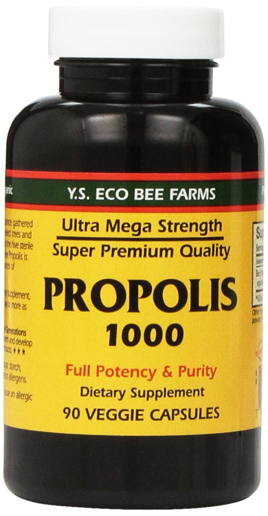 YS Eco Bee Farms Propolis Raw 1000mg bottle ready for daily supplement use