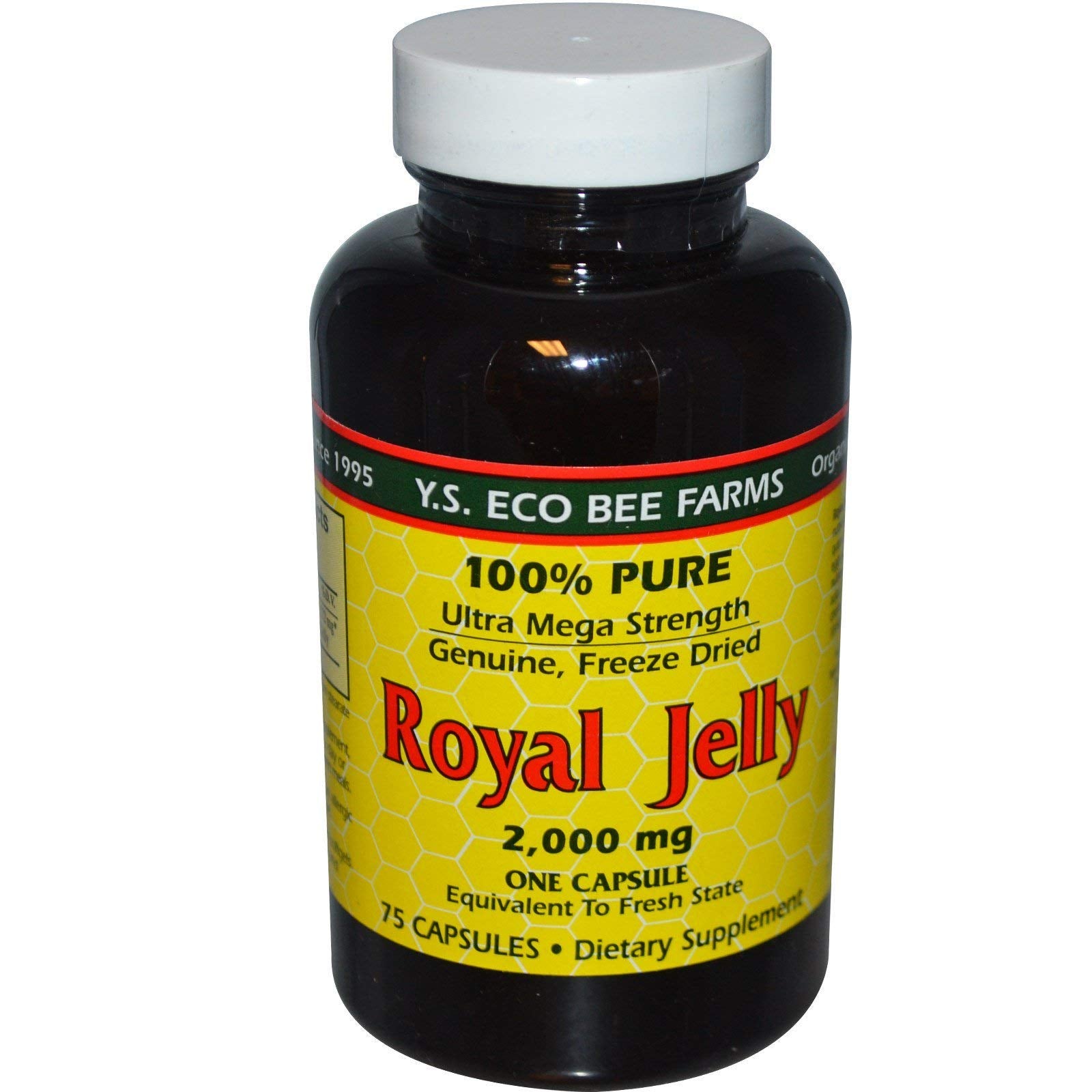 YS Eco Bee Farms Royal Jelly 2000 Mg bottle front view for daily nutritional support