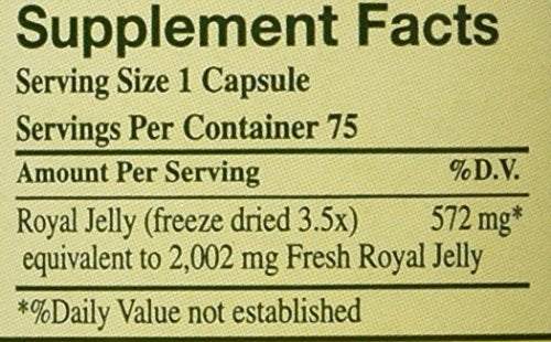 YS Eco Bee Farms royal jelly capsules 75-count packaging close-up for reliable daily use.