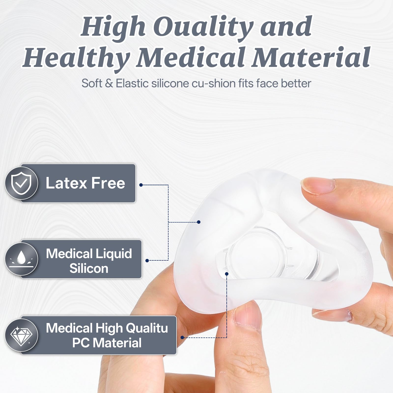 Durable silicone cushion reduces air leaks for smoother CPAP therapy.