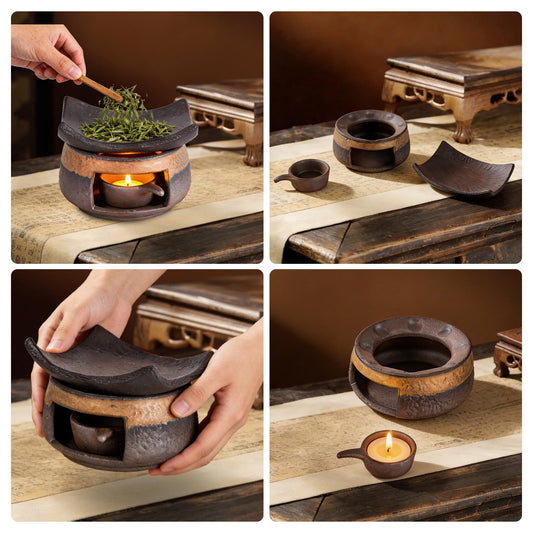 YSZYPETHE 4in1 herb burner diffuser in use, blending oils, wax, herbs, and heat
