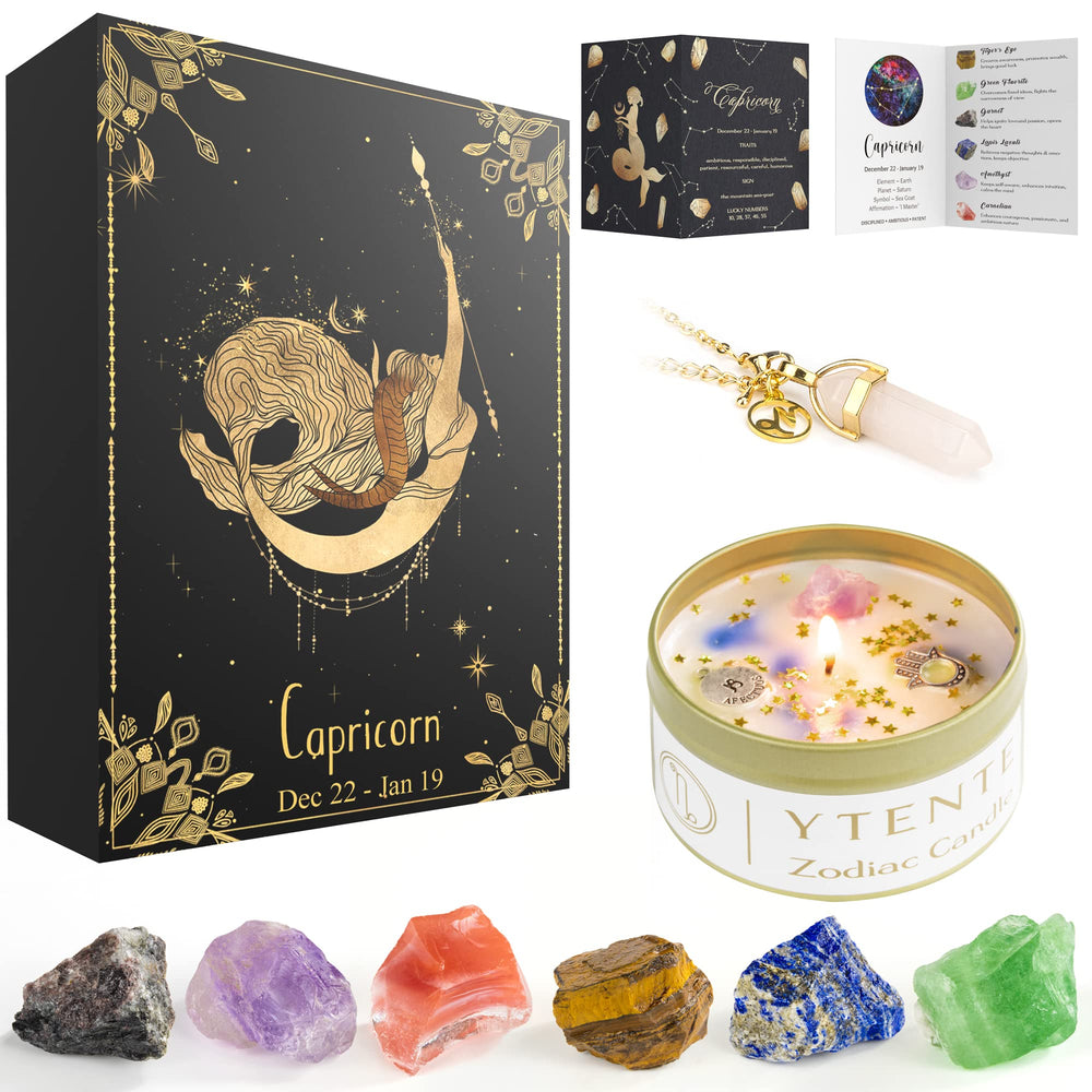 YTENTE Capricorn crystal gift set with candle for mindful gifting and ambiance