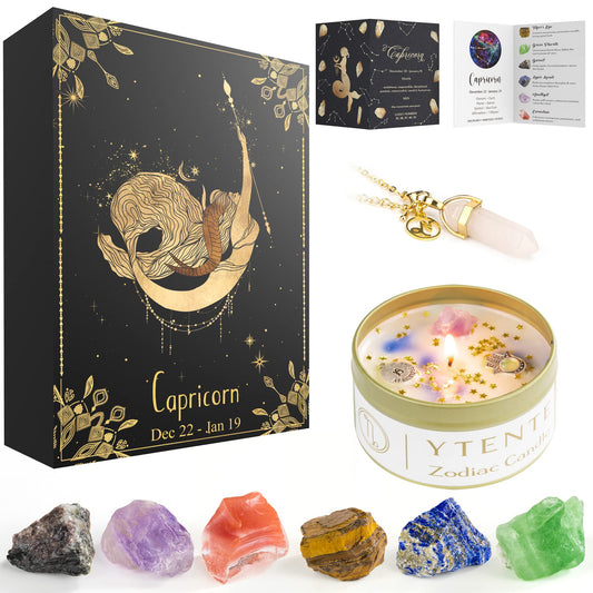 YTENTE Capricorn crystal gift set with candle for mindful gifting and ambiance