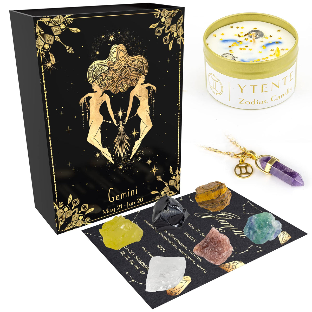 YTENTE Gemini crystal pendant necklace for daily wear and gifting
