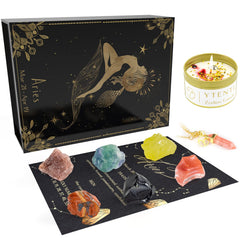 YTENTE Aries birthday gift idea with candle, crystals and necklace