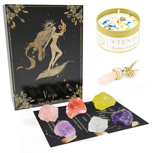 YTENTE Virgo candle with crystals enhances ambiance and positive energy