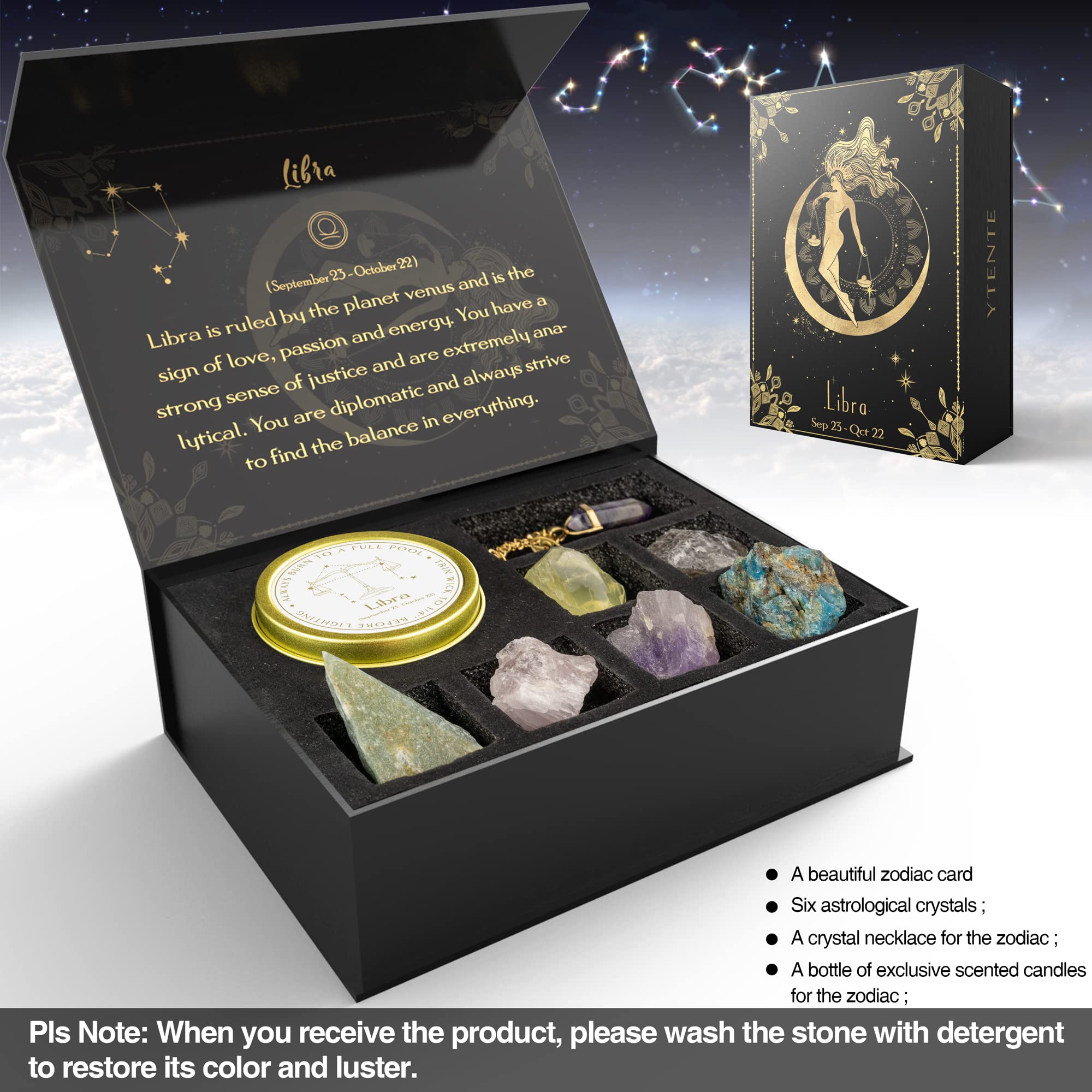 YTENTE zodiac healing stones kit with six crystals for energy and décor.