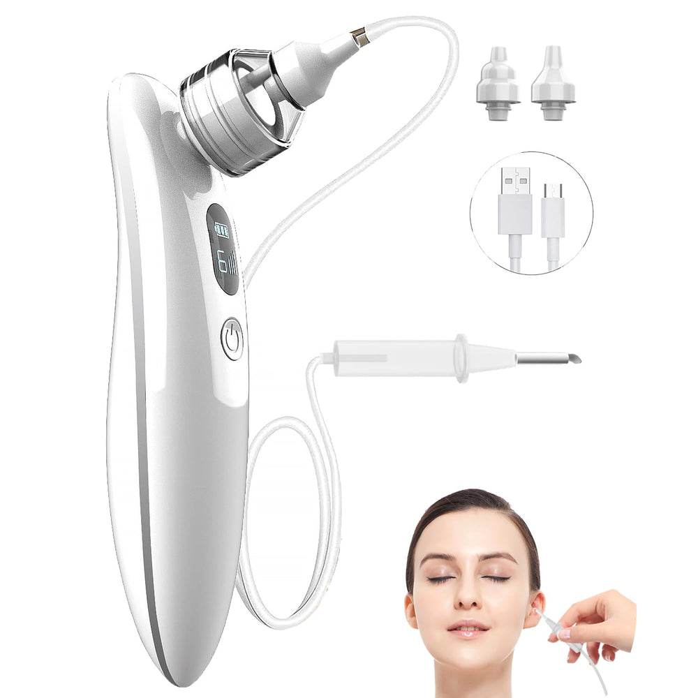 YudaYuiw ear wax vacuum showing six suction levels for personalized cleaning