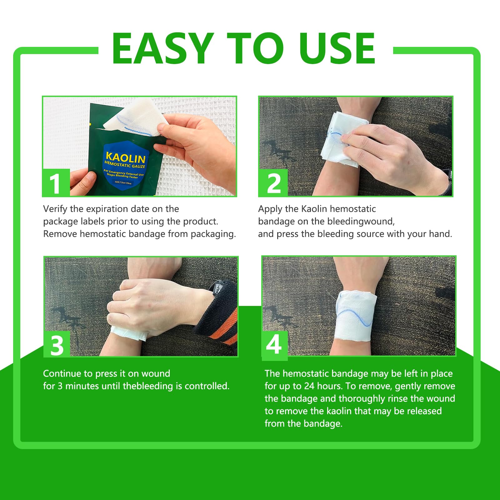 Yueerbao gauze application pressure wound shows direct contact and effective clotting support
