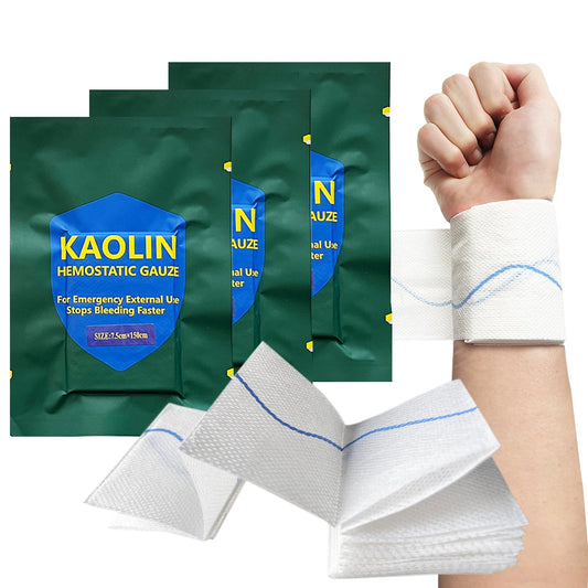 Yueerbao rapid clotting gauze packaging shows sterile ready-to-use trauma supply for emergencies