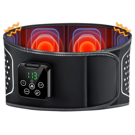 YUHUO lower back massager with heat level selector for targeted warmth.