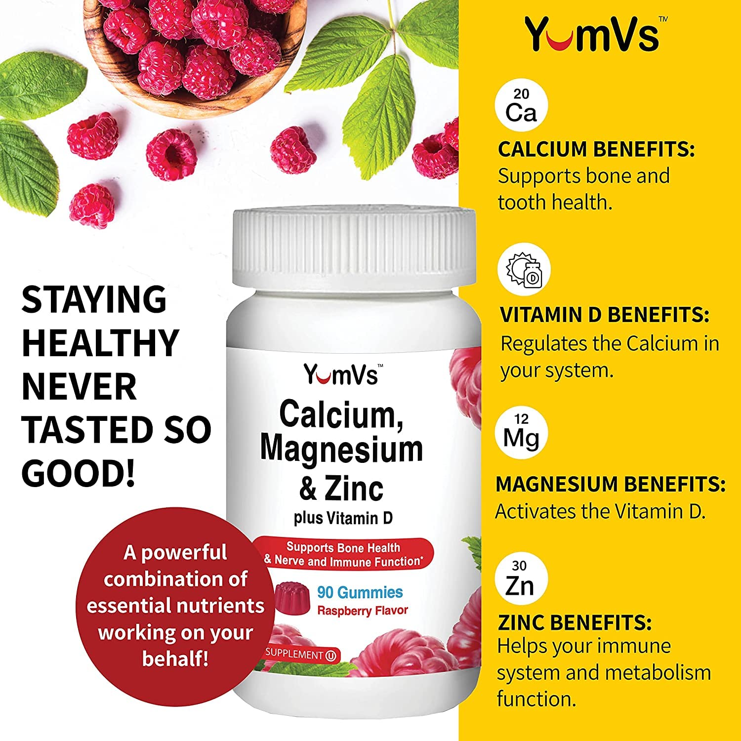 90-count Yum-V'S bottle displayed on a store shelf for family use
