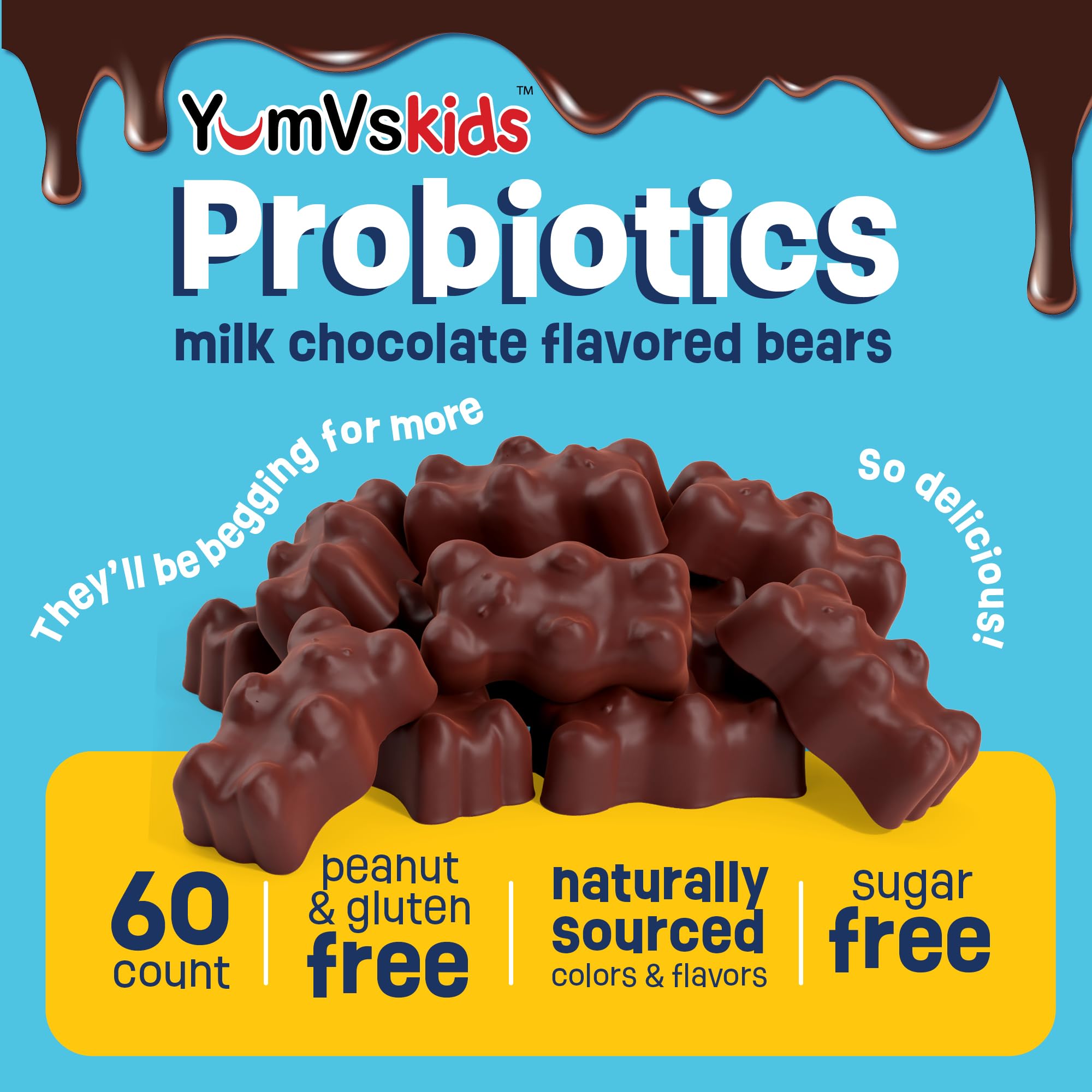 YUM-V'S probiotic chocolate melts in mouth, mess-free